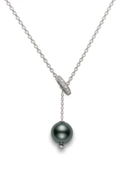 Pearls in Motion Black South Sea Cultured Pearl Pendant with Diamonds in 18K White Gold