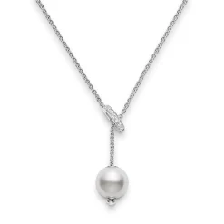Pearls in Motion White South Sea Cultured Pearl Pendant with Diamonds in 18K White Gold