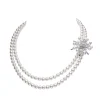 Splash Collection Akoya Cultured Pearl Sapphire and Diamond Necklace with Removable Brooch