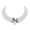 The Bows Diamond, Sapphire and Mixed Pearl Necklace