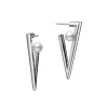 V Code Akoya Cultured Pearl Earrings in 18K White Gold and Silver