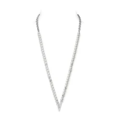 V Code Akoya Cultured Pearl Neckalce in Silver