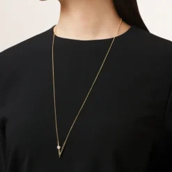 V Code Akoya Cultured Pearl Pendant in 18K Yellow Gold