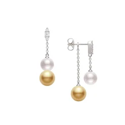 White Gold Pearl Earrings, Morning Dew Earrings - Mikimoto