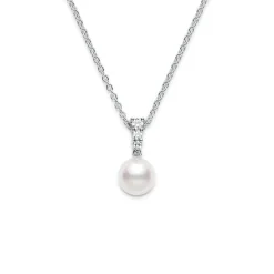 White Gold Pearl Pendant, Morning Dew - Mikimoto