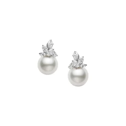 White South Sea Cultured Pearl and Diamond Earrings