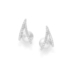 White South Sea Cultured Pearl and Diamond Earrings