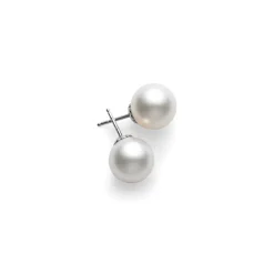 White South Sea Cultured Pearl Stud Earrings in 18K White Gold