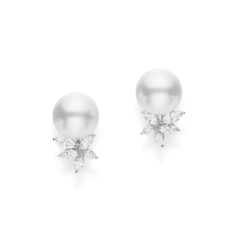 White South Sea Cultured Pearl and Diamond Earrings