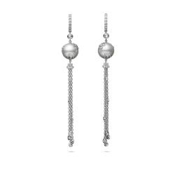 White South Sea Cultured Pearl and Diamond Earrings