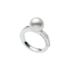 White South Sea Cultured Pearl and Diamond Ring in White Gold