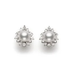 White South Sea Pearl and Diamond Earrings